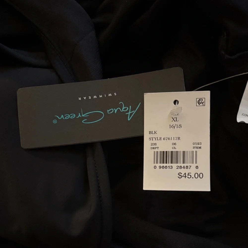 Aqua Green Black One Piece Swimsuit - Picture 7 of 7